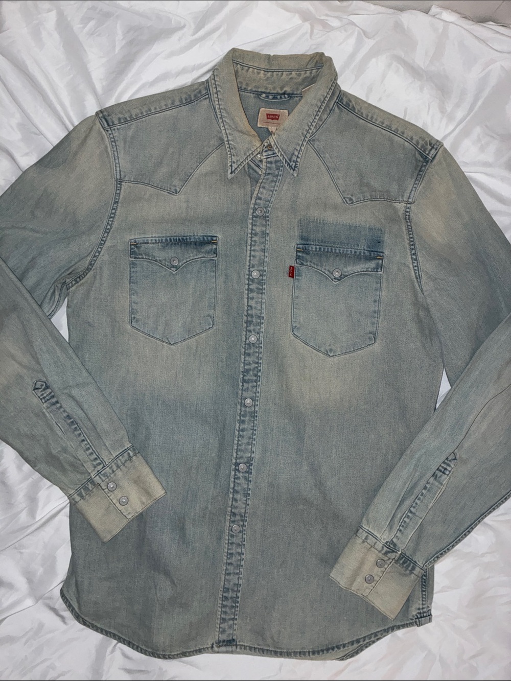 Levi's Faded Light Blue Denim Western Shirt